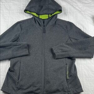 Calvin Klein Performance Full Zip Hoodie Jacket Charcoal Gray Neon Green Size‎ L